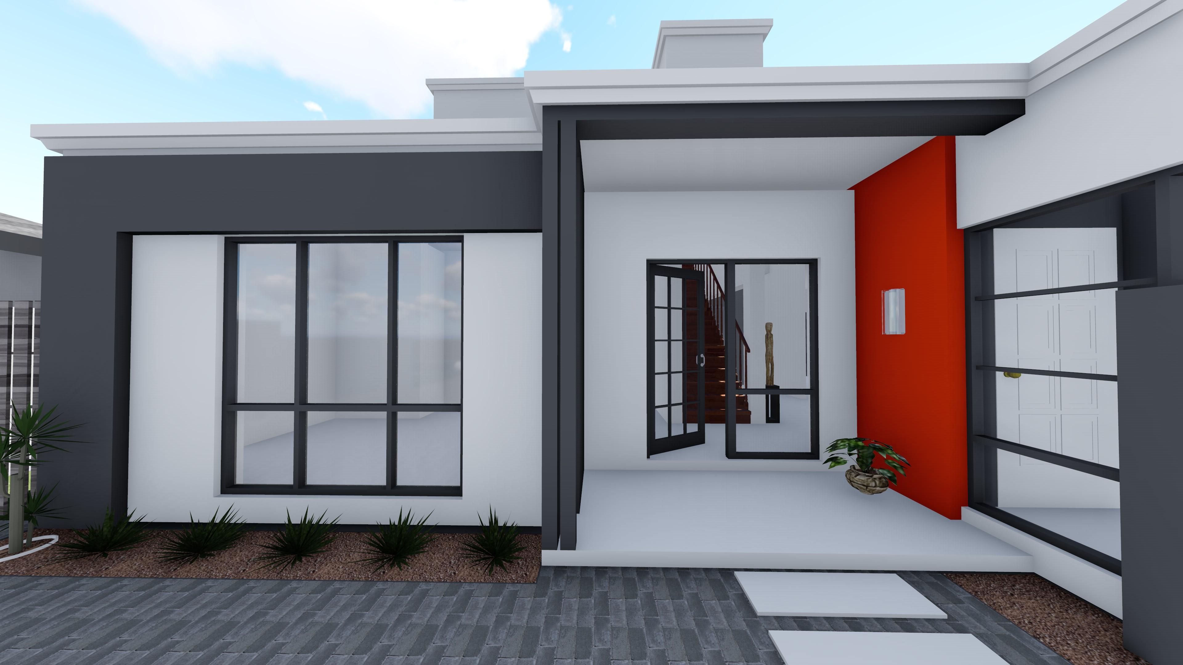 Morden double-storey residential house with glazed living area